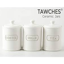 Shop for kitchen canisters at crate and barrel. Buy Canisters Sets For The Kitchen Airtight White Kitchen Canisters Set Of 3 For Coffee Tea Sugar Ceramic Canisters With Lids Tawches Tc001b White 3pcs Online In Thailand B07s93s1wx