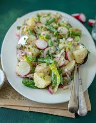 Potato salad with radishes this potato salad is made without mayo and gets a fresh and light flavor through the addition of radishes. Healthy Potato Salad No Mayo Vegan And Gluten Free