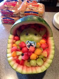 Here S My Fun Twist To The Bassinet Fruit Salad Popular For Baby Showers Baby Yoda Graced Our Star Wars Baby Shower Trendy Baby Shower Themes Baby Boy Shower