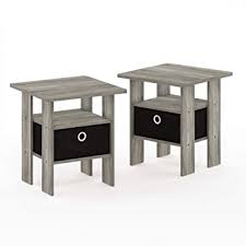 Furinno home living sets comprises of coffee table, end table, tv entertainment stands, and storage cabinets. Amazon Com Furinno Andrey End Table Nightstand Set 2 Pack French Oak Grey Furniture Decor
