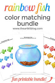 This free printable coloring page came from a vintage coloring book, probably circa 1950's, but no copyright in the book. Rainbow Fish Color Sorting Printable Pack The Art Kit