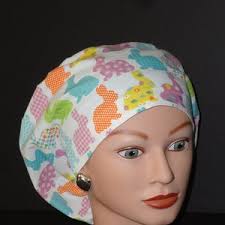 European Scrub Cap...easter Plaid...surgical Scrub Cap/or Scrub Cap/scrub  Hat/veterinarian's Cap/easter/food Service