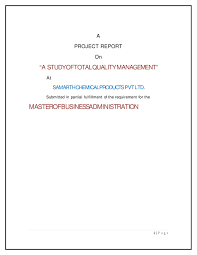 A Project Report On A Study Of Total Quality Management At