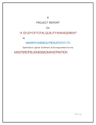 a project report on a study of total quality management at