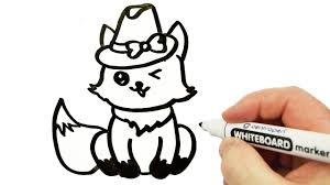 How To Draw A Cute Fox Easy Drawing On A Whiteboard In 2020 Easy Drawings Cute Fox Drawings
