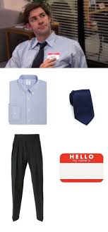 Jim Halpert Name Tag Halloween Costume Idea Easy Costume Ideas For The Office Office Halloween Costumes The Office Costumes Themed Halloween Costumes