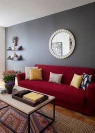 Newlyweds Apartment By Diana Mui Red Couch Living Room Red Sofa Living Red Sofa Living Room