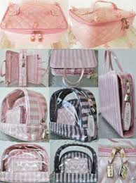 makeup bag cute pink striped black
