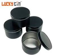 OEM ODM Custom Aluminium Storage Container Metal Small Round Box Black  Candles Tin for Candle