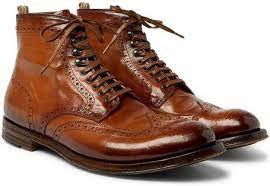 Officine Creative Anatomia Burnished Leather Brogue Boots Brogue Boots Mens Designer Boots Boots Men