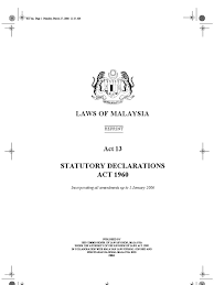 Isolemnly and sincerely declare that a statutory declaration is required to be signed by the supervisor in the agreement, testifying that in his/her opinion, the candidate is capable of successfully progressing to examination and operating as a registered land surveyor in their own. Statutory Declarations Act 1960 Malaysia Notary Public