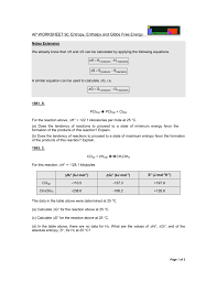 Ap Worksheet 9c Entropy Enthalpy And Gibbs Free Energy