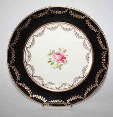 Black And White Floral Dinner Plates J Fryer And Son Dinner Plate Black Gold With Rose Alfred Meakin Overstamp Circa 1945 Dinner Plates Plates Black Gold
