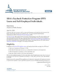 Payroll register for the previous 12 months. Sba S Paycheck Protection Program Ppp Loans And Self Employed Individuals Everycrsreport Com