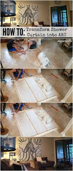 How To Turn A Shower Curtain Into Beautiful Diy Wall Art Diy Wall Diy Curtains Shower Curtain Art