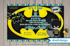 Batman Baby Shower Invitations Custom Superhero Baby Shower Invites Batman Baby Shower Superhero Baby Shower Baby Batman