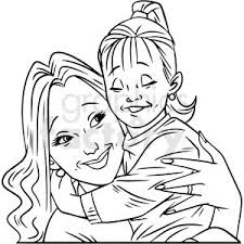 Black And White Kids Hug Clipart Black And White Mom Hugging Child Vector Clipart In 2020 Clip Art Vector Clipart Royalty Free Clipart
