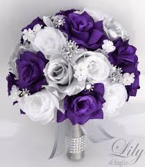 Wedding Bouquet Bridal Bouquet Silk Flower Bouquet Wedding Flowers Bouquet Silk F Purple Wedding Bouquets Purple And Silver Wedding Purple Wedding Flowers