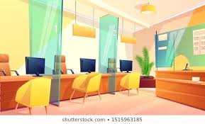 Customer Service Office Flat Vector Illustration Bank Lobby Lounge Zone Hall Waiting Room Interior Desi Escritorio Interior Cenario Anime Fotos De Florestas
