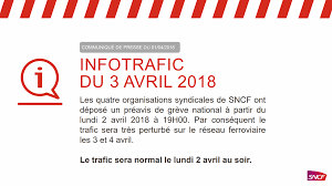 Le coup d'envoi de la grève a été donné ce lundi 2 avril 2018 à la sncf. Mardi 3 Avril 2018 Previsions De Trafic Sncf Site Horizon Employeur
