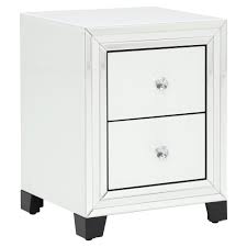 Designer bedside tables from some of the best known brands offering luxury and contemporary bedside tables. Krystal 2 Drawer Bedside Cabinet White Glass And Mirror Bedsides Bedroom