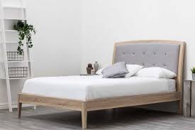 Frodsham Modern Grey Headboard Solid Wooden Bed Frame Double King Size Wooden Bed Frames Fabric Bed Bed Frame