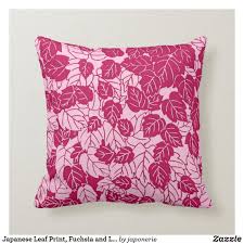 Japanese Leaf Print Fuchsia And Light Pink Throw Pillow Zazzle Com In 2020 Throw Pillows Boho Throw Pillows Pink Pillows Decorative