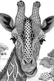 Domestic And Wild Zentangle Animal Portraits Zentangle Drawings Doodle Art Drawing Giraffe Coloring Pages