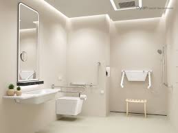 By using the wheelchair perspective you can also accommodate a person using a walker, cane, or crutches. Dylan Barrier Free Bathroom If World Design Guide