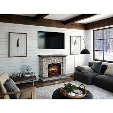 allen roth 43 5 in w faux stone infrared quartz electric fireplace lowes com in 2021 best electric fireplace electric fireplace electric fireplace decor
