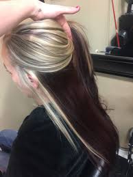 Start applying the black dye. Pin By Amy Harrison On My Work Thedeyingquestions Blonde Hair With Brown Underneath Dark Underneath Hair Hair Color Underneath