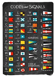 Nautical Sailing Signal Flags Morse Code Chart Hand Lettered