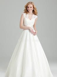 Retro Queen Anne Lace Satin Floor Length A Line Empire Waist Wedding Dress Empire Wedding Dress Empire Waist Wedding Dress Allure Wedding Dresses