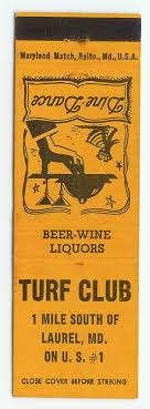 Turf Club Matchbook 1950s Matchbook Liquor Store Liquor