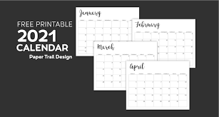 Free 2021 calendars that you can download, customize, and print. 2021 Calendar Printable Free Template Paper Trail Design