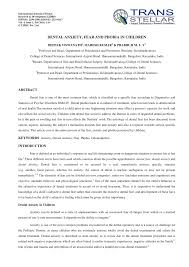 Pdf Dental Anxiety Fear And Phobia In Children