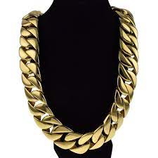 The result is a metal with a layer of gold thick enough to maintain its yellow and rose gold color through most wear and tear. Bling Cartel Mens Huge Chain 316l Stainless Steel 30 Mm Wide Chunky Cuban Link Gold Finish 28 Inch X 30mm Big Hip Hop Necklace Walmart Com Walmart Com