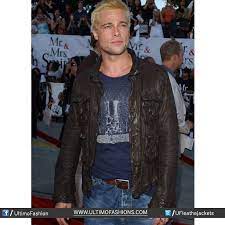 Mr Mrs Smith John Smith Brad Pitt Brown Leather Jacket