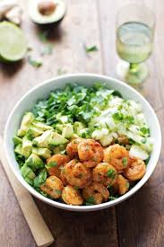 Shrimp And Avocado Salad With Miso Dressing Pinch Of Yum Recipe Healthy Lunch Delicious Salads Shrimp Avocado Salad