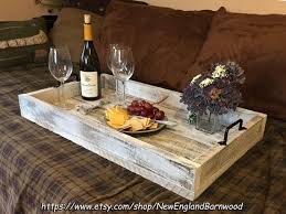 The handles are built into the sides, so it's easy to use as a stylish serving try too! Wooden Tray With Handles Wooden Serving Tray By Newenglandbarnwood Bandejas De Madera Bandeja Otomana Bandejas De Madera Decoradas