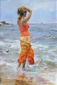 pintura mulher na praia pintura de mulher pintura monocromatica pinturas pintura mulher na praia pintura de