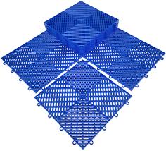 Blue floor tile non slip. Buy Hysa Mat Modular Durable Interlocking Cushion Garage Tiles Pp Anti Slip Flooring Snap Together Drainage Mats For Outdoor Indoor Blue Set Of 9 12 5 X 12 5 Inches Online In Netherlands B07v54cnbv