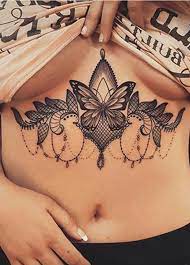 Women S Unique Butterfly Sternum Tattoo Ideas Cool Chandelier Lace Chest Tat Ideas De Mariposas Chest Tattoos For Women Chest Piece Tattoos Sternum Tattoo