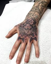 Lotus Mandala Hand Tattoo Hand Tattoos Mandala Hand Tattoos Tattoos