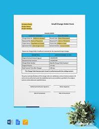 Small Change Orders Template Word Pages Google Docs In 2020 Templates Small Changes Order
