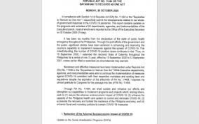 The bayanihan to recover as one act, also known as bayanihan 2, and officially designated as republic act no. Duterte Submits First Bayanihan 2 Report To Congress Philippine News Agency