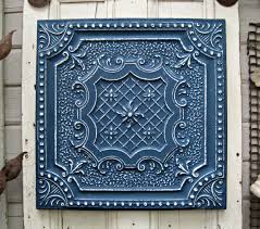Tin Ceiling Tile Texas Architectural Salvage Indigo Blue Navy Blue Large Metal Wall Decor Beach Decor Vintage Blue Wall Art Decor Architectural Salvage Tin Ceiling Tiles Antique Ceiling Tile