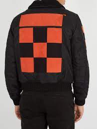 Off White C O Virgil Abloh Synthetic Checkered Motif Nylon Bomber Jacket In Black For Men Lyst
