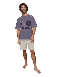 Camiseta manga corta con cuello en «v» de algodón boston. Pijama Para Hombre Online Merceria Inma