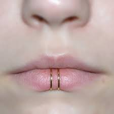double gold plated fake lip ring lip cuff faux lip etsy lip cuffs fake lip ring fake ear piercings